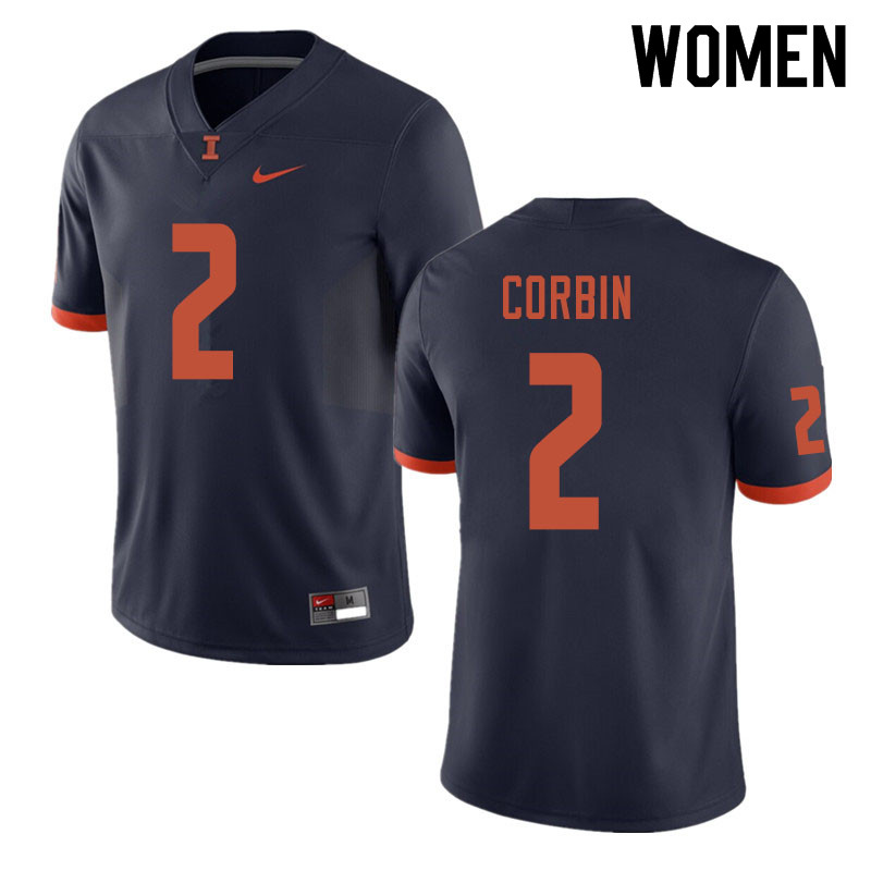 Women #2 Reggie Corbin Illinois Fighting Illini College Football Jerseys Sale-Navy